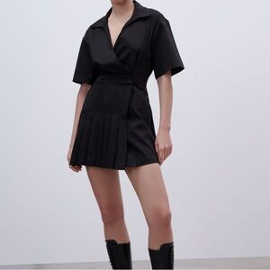 Zara Stretch Poplin Dress in Black